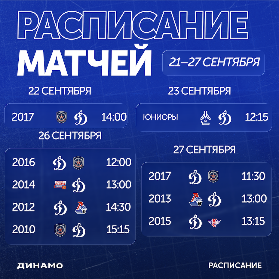 Матчи 21-27 сентября